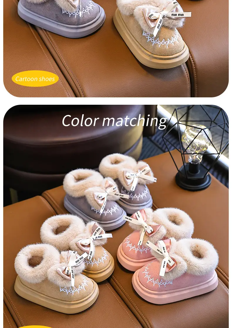 2024 New Children's Cotton Shoes Winter Feeling Dung Indoor and Outdoor Thickened Warm Mid-Big Children's Baby Cotton Slippers — feature 15