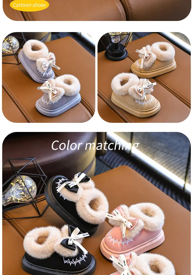 2024 New Children's Cotton Shoes Winter Feeling Dung Indoor and Outdoor Thickened Warm Mid-Big Children's Baby Cotton Slippers — feature 16