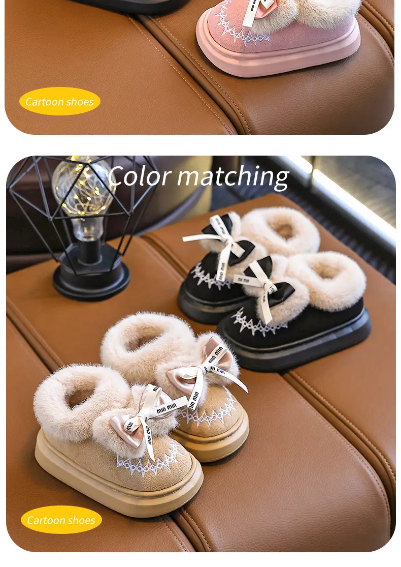 2024 New Children's Cotton Shoes Winter Feeling Dung Indoor and Outdoor Thickened Warm Mid-Big Children's Baby Cotton Slippers — feature 17