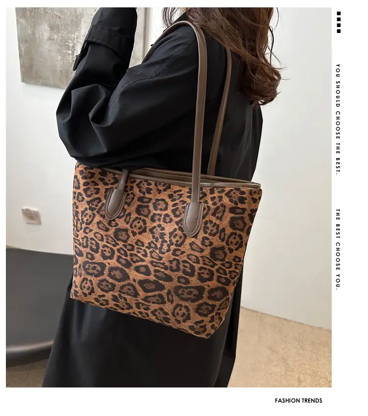 Women Leopard Print Shoulder Bag 2024 Autumn Winter Fashion Tote — feature 2