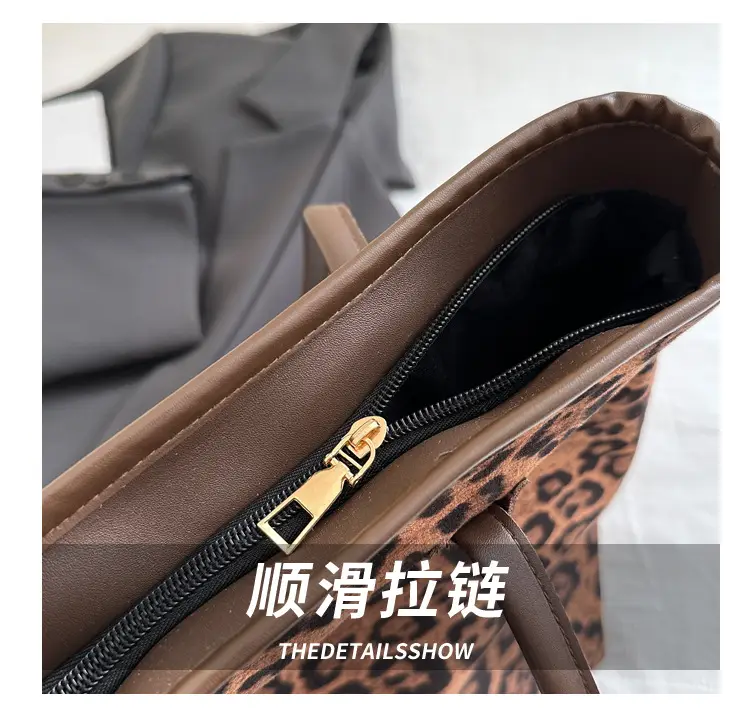 Women Leopard Print Shoulder Bag 2024 Autumn Winter Fashion Tote — feature 5