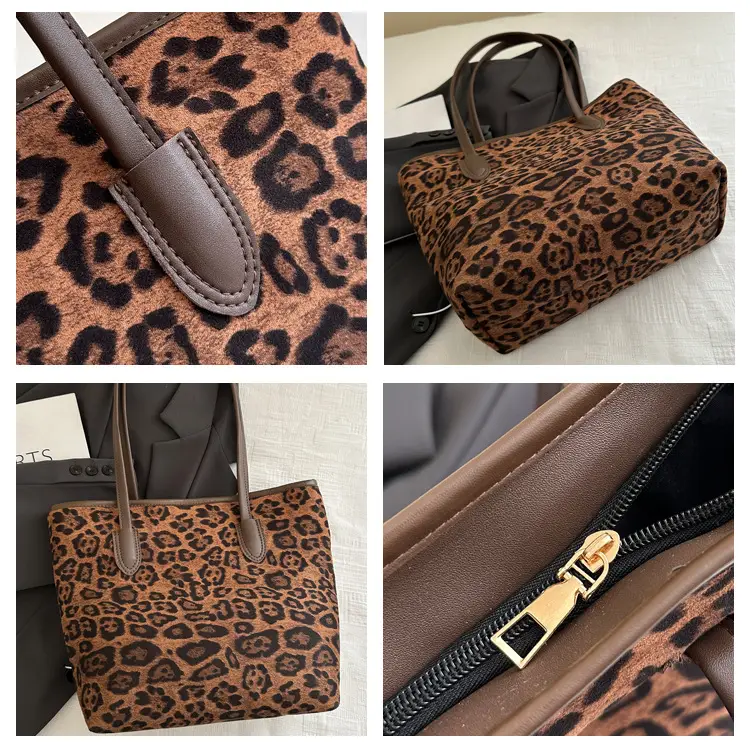 Women Leopard Print Shoulder Bag 2024 Autumn Winter Fashion Tote — feature 9