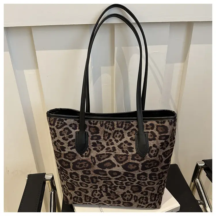 Women Leopard Print Shoulder Bag 2024 Autumn Winter Fashion Tote - Image 2