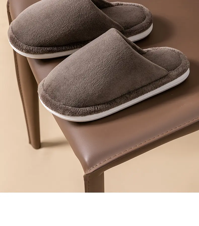 Men's plus size Cotton Slippers Home Autumn and Winter Indoor Household Wooden Floor Thickened fleece-lined Plush Slippers for Men in Winter — feature 3