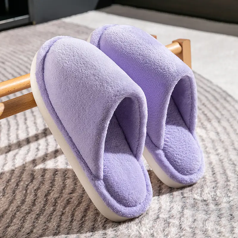 Men's plus size Cotton Slippers Home Autumn and Winter Indoor Household Wooden Floor Thickened fleece-lined Plush Slippers for Men in Winter - Image 6