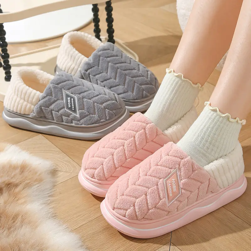 Cotton Winter Slippers Women Pink Warm Non-slip - Image 6