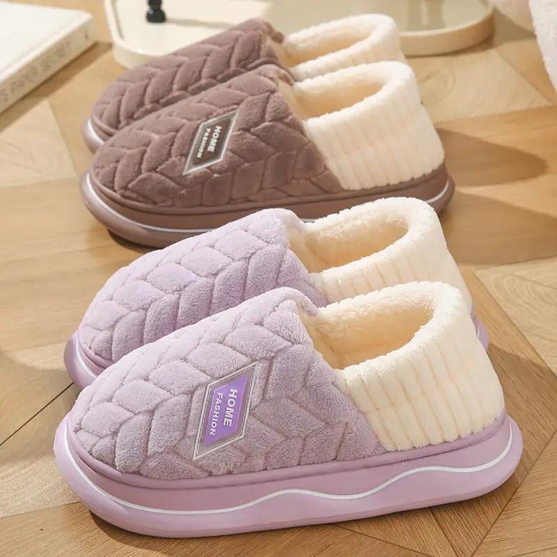 Cotton Winter Slippers Women Pink Warm Non-slip - Image 7
