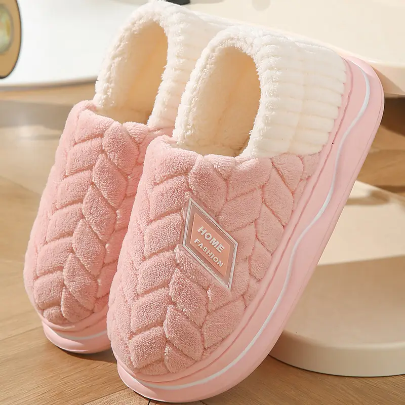 Cotton Winter Slippers Women Pink Warm Non-slip - Image 8