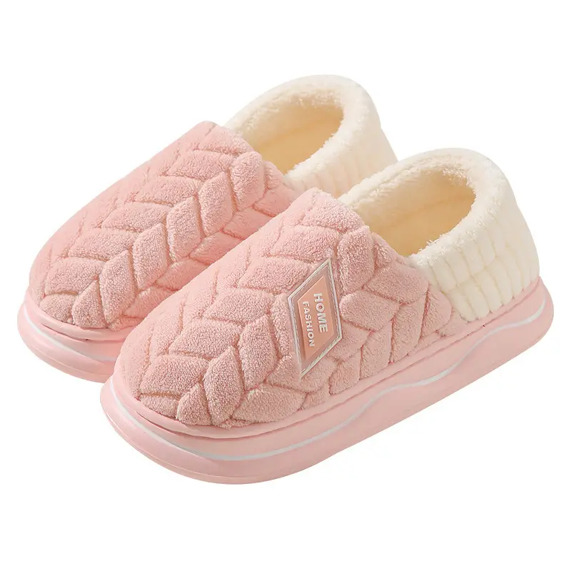 Cotton Winter Slippers Women Pink Warm Non-slip - Image 9