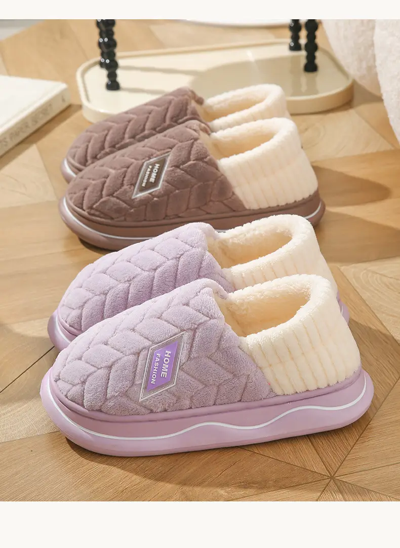Cotton Winter Slippers Women Pink Warm Non-slip — feature 20