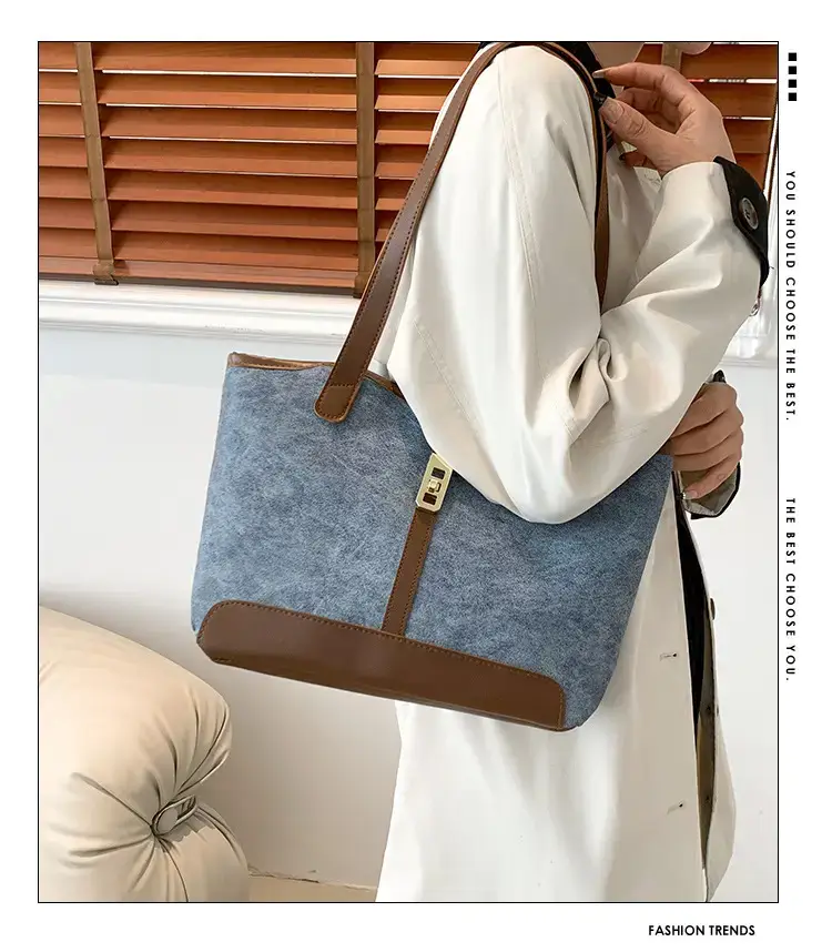 2024 French Retro Contrast Tote Bag Shoulder Crossbody — feature 1
