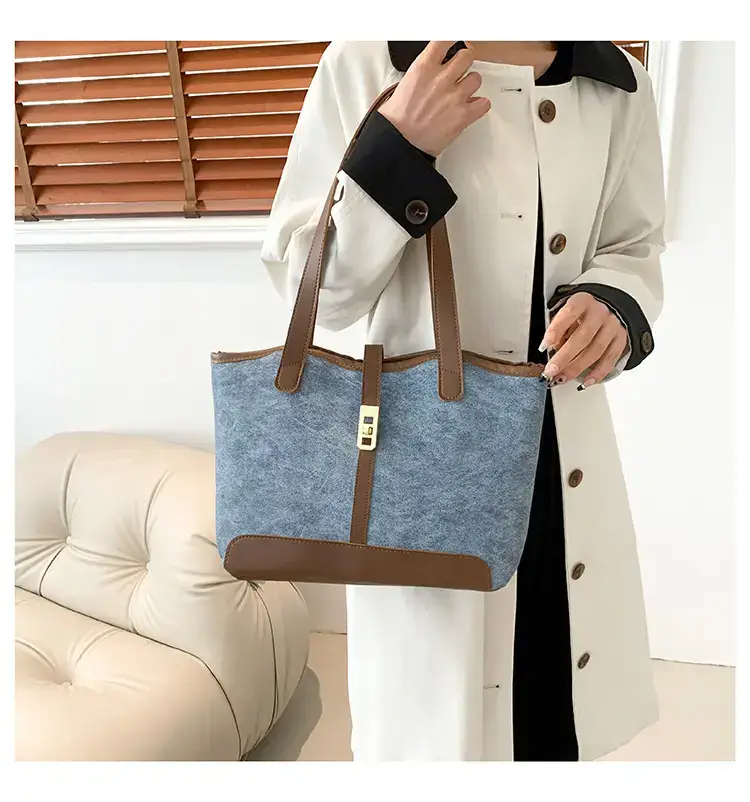 2024 French Retro Contrast Tote Bag Shoulder Crossbody — feature 16