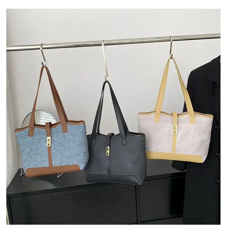 2024 French Retro Contrast Tote Bag Shoulder Crossbody — feature 20