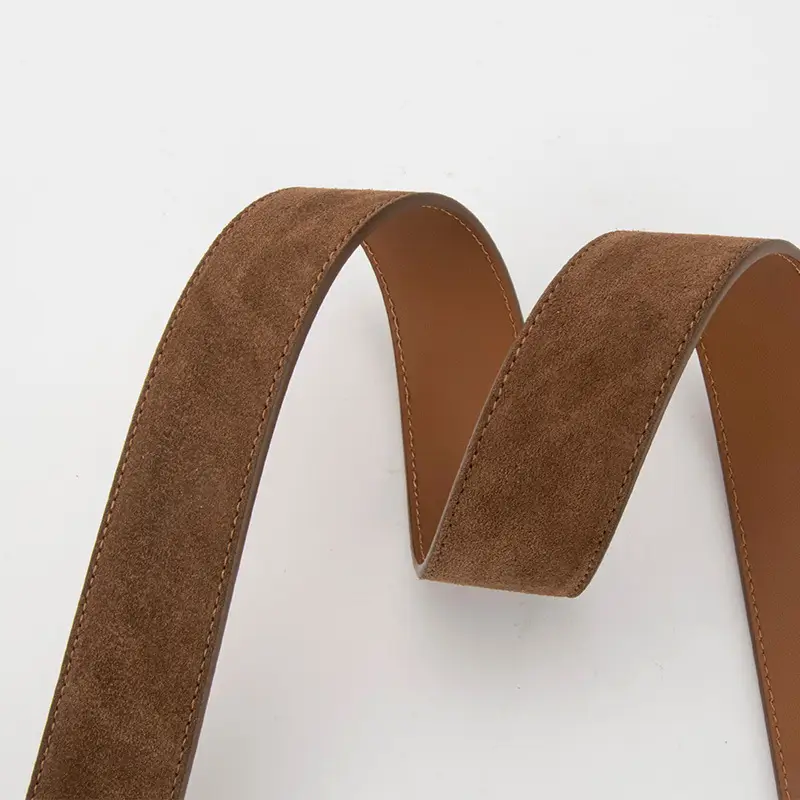 Women's Vintage Frosted Leather Belt Beige - Image 15