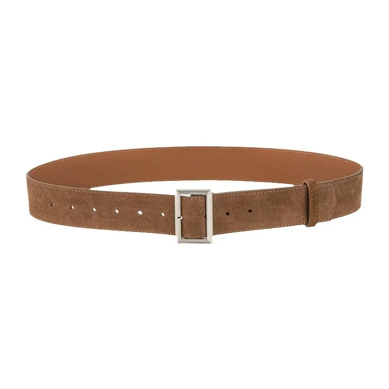 Women's Vintage Frosted Leather Belt Beige - Image 16