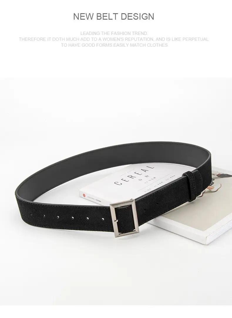 Women's Vintage Frosted Leather Belt Beige — feature 11