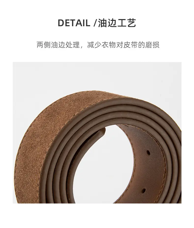 Women's Vintage Frosted Leather Belt Beige — feature 7
