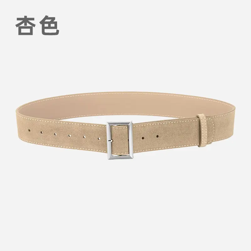 Women's Vintage Frosted Leather Belt Beige - Image 10