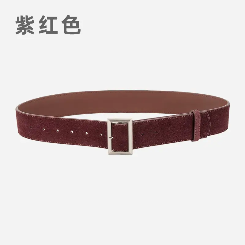 Women's Vintage Frosted Leather Belt Beige - Image 11
