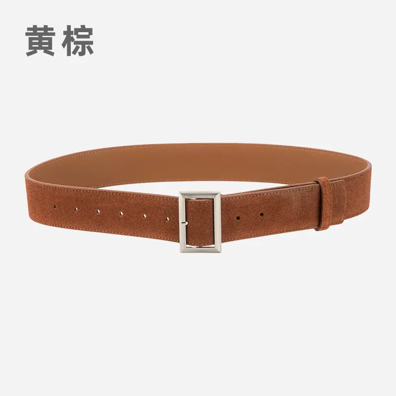 Women's Vintage Frosted Leather Belt Beige - Image 2