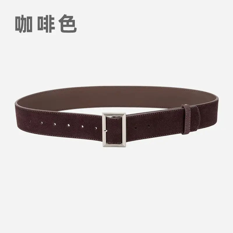 Women's Vintage Frosted Leather Belt Beige - Image 4