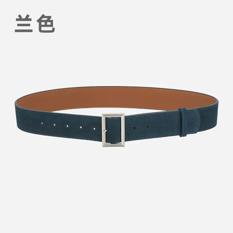 Women's Vintage Frosted Leather Belt Beige - Image 5