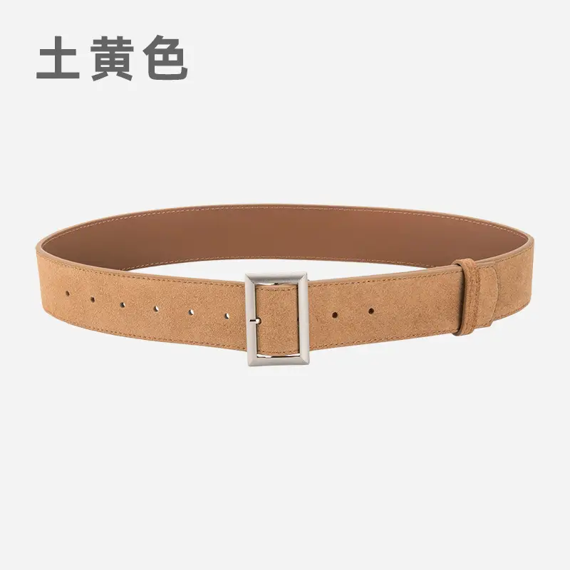 Women's Vintage Frosted Leather Belt Beige - Image 8