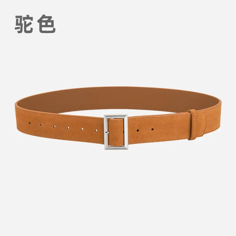 Women's Vintage Frosted Leather Belt Beige - Image 9