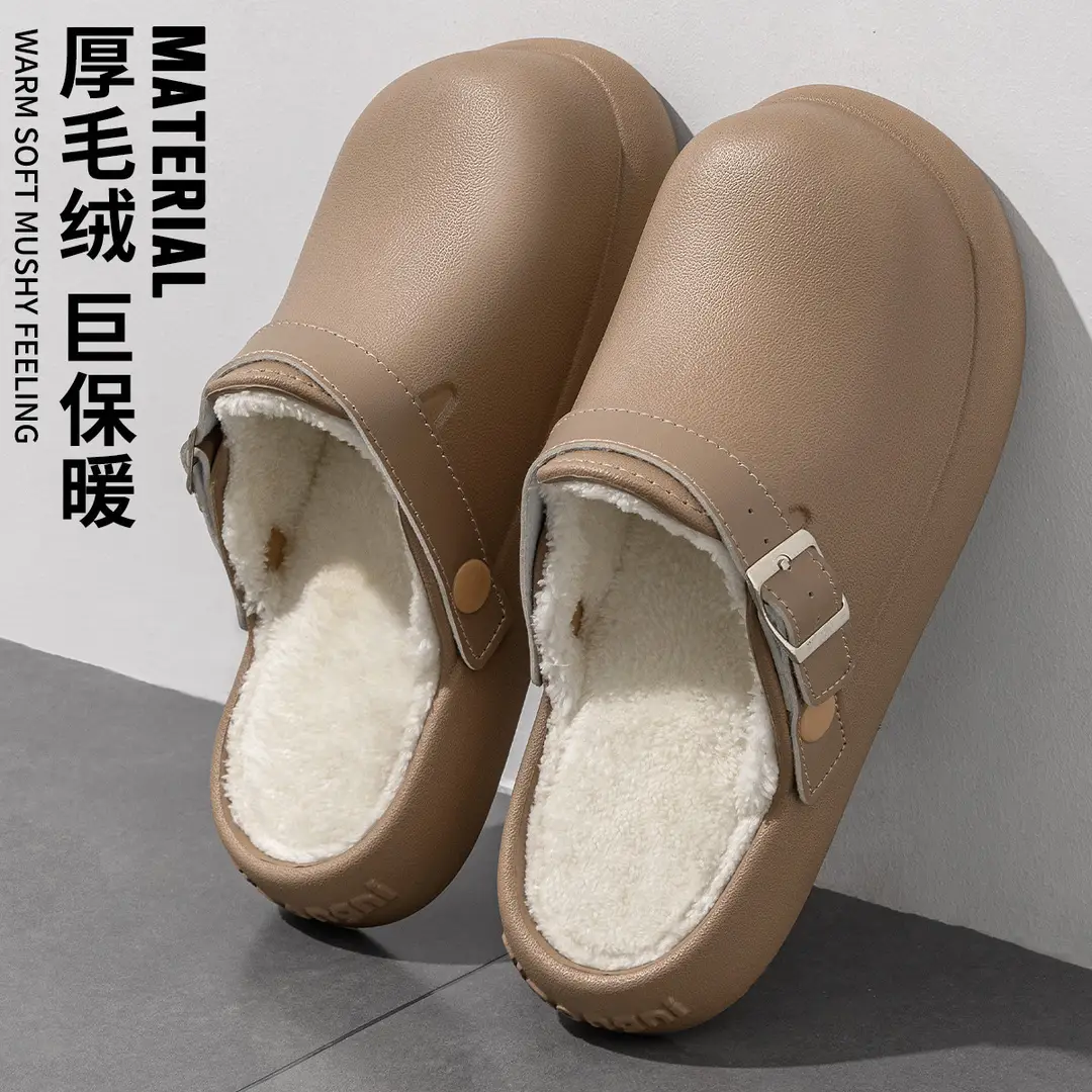 Cotton Slippers for Women in Autumn and Winter, Waterproof Square-Toe Thick-Soled 2026 New Eva Birkenstock-Style Indoor and Outdoor Slippers for Couples - Image 3