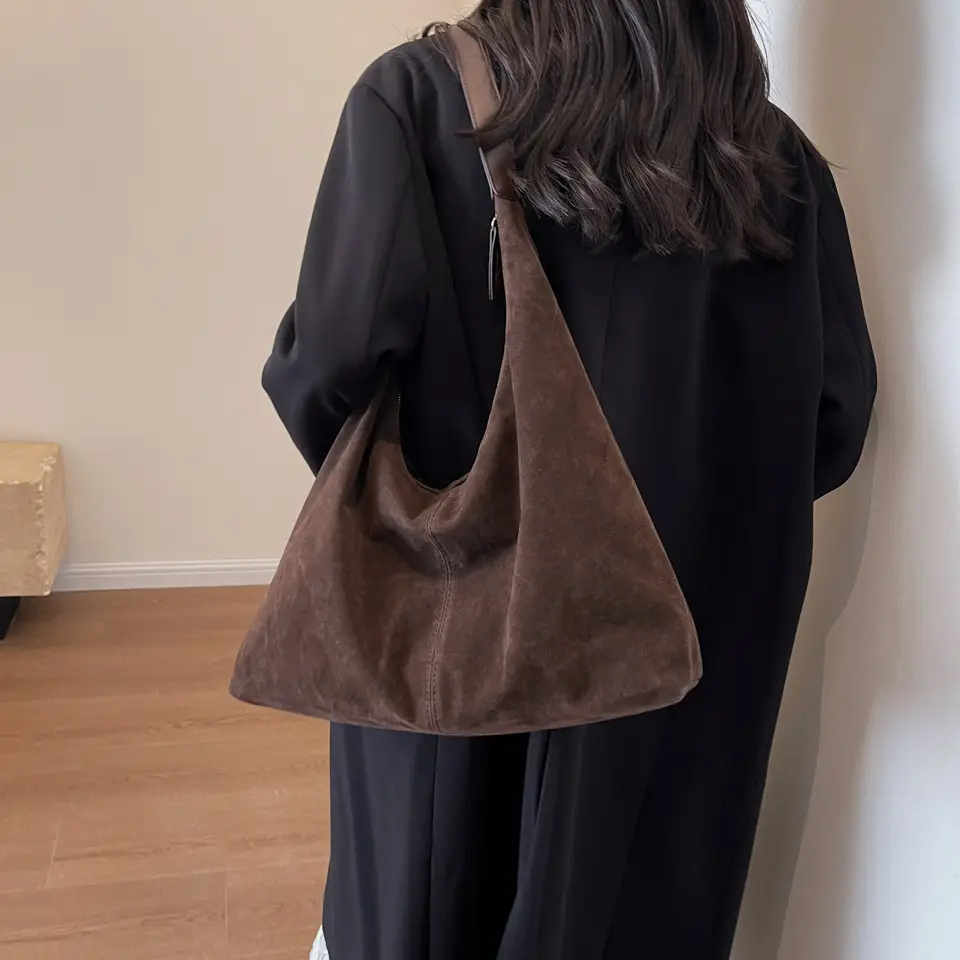 New Women's Brown Deerskin Suede Tote Bag - Image 5