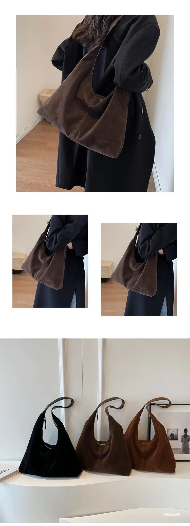 New Women's Brown Deerskin Suede Tote Bag — feature 6
