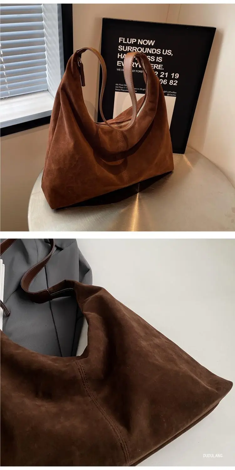 New Women's Brown Deerskin Suede Tote Bag — feature 7