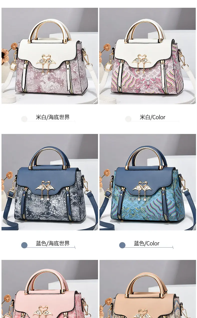Luxury Black Floral Women's Shoulder Bag with Gold Clasp — feature 13