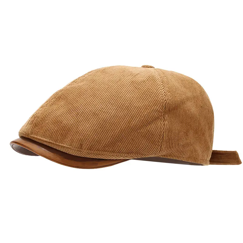 British Style Vintage Retro Forward Cap Brown Piu Leather - Image 7