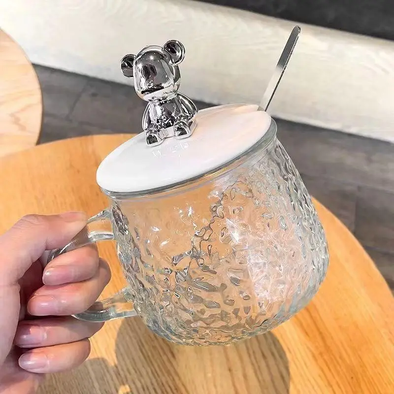 Glass Water Cup with Hammer Bear Top — feature 1
