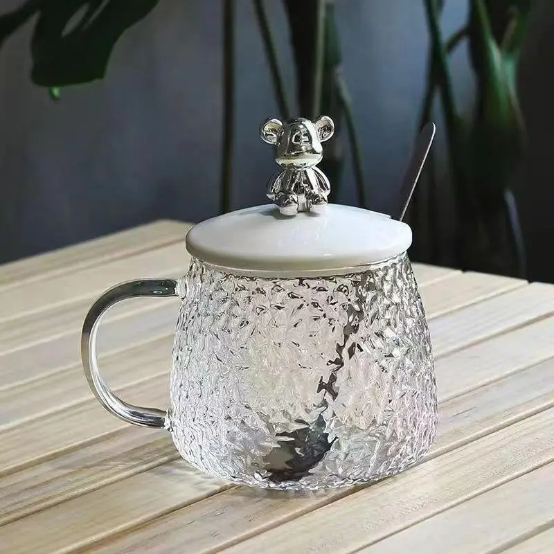Glass Water Cup with Hammer Bear Top — feature 3