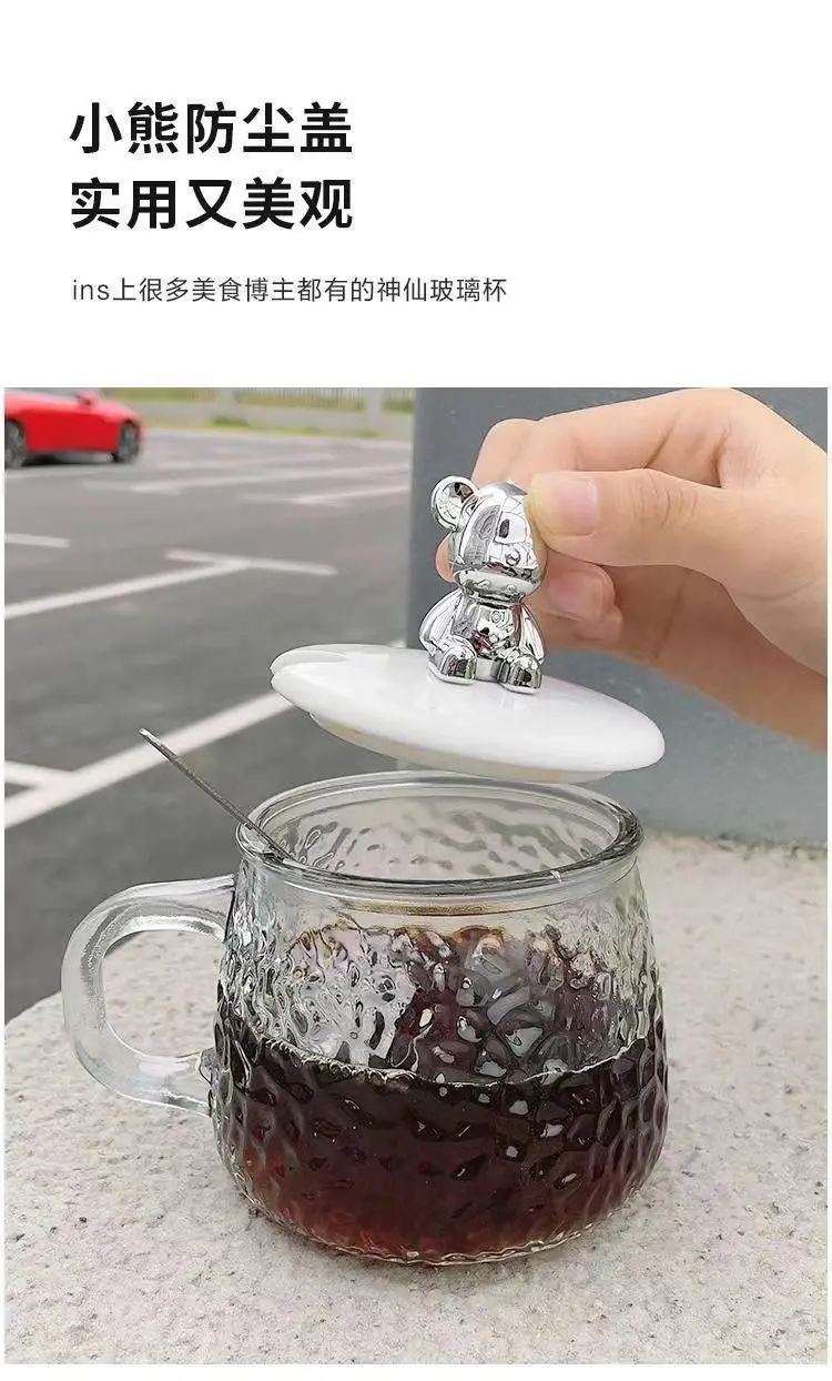Glass Water Cup with Hammer Bear Top — feature 4