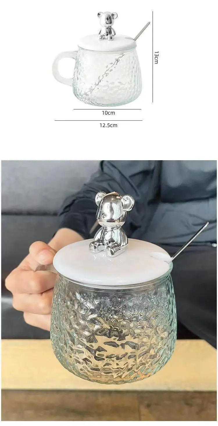 Glass Water Cup with Hammer Bear Top — feature 6