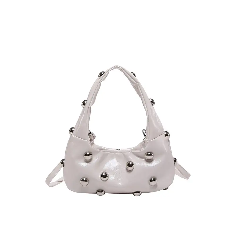 White Pearl Button Shoulder Bag for Women - Image 10