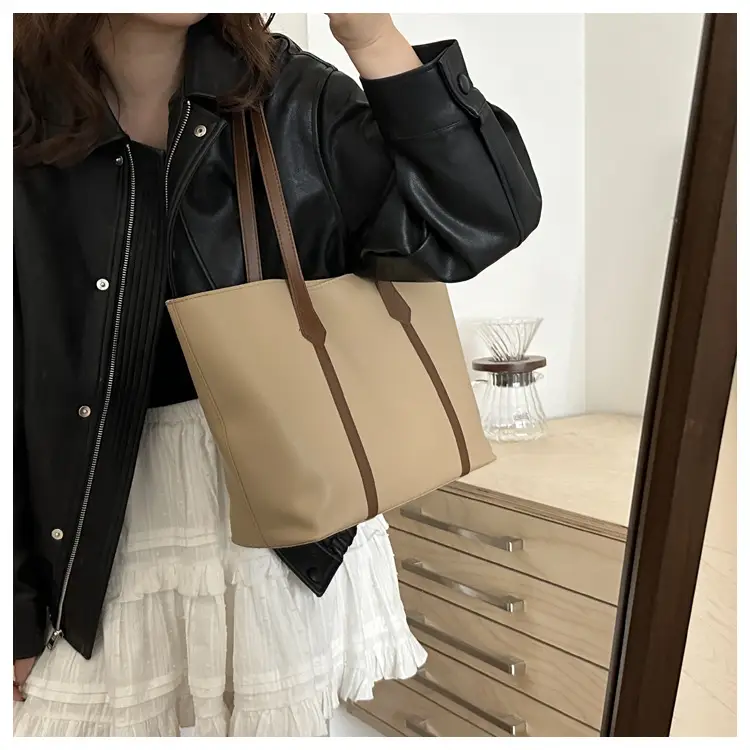 Large Capacity Brown Leather Tote Bag for Women β feature 36