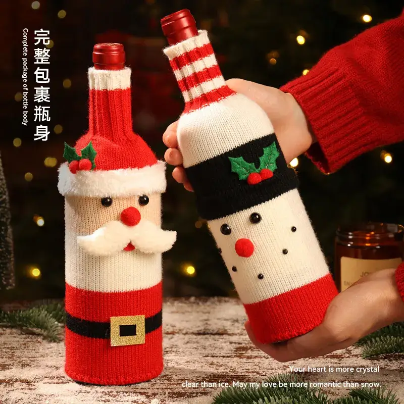 Christmas Wine Bottle Decor with Old Man Design - Image 7