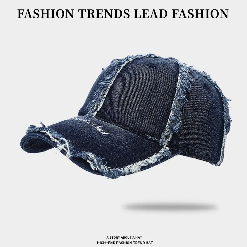 Women Woolen Baseball Cap Navy Blue Vintage Denim Rave - Image 8