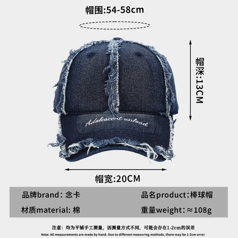Women Woolen Baseball Cap Navy Blue Vintage Denim Rave - Image 10