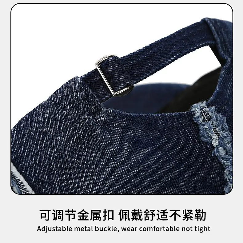 Women Woolen Baseball Cap Navy Blue Vintage Denim Rave — feature 11