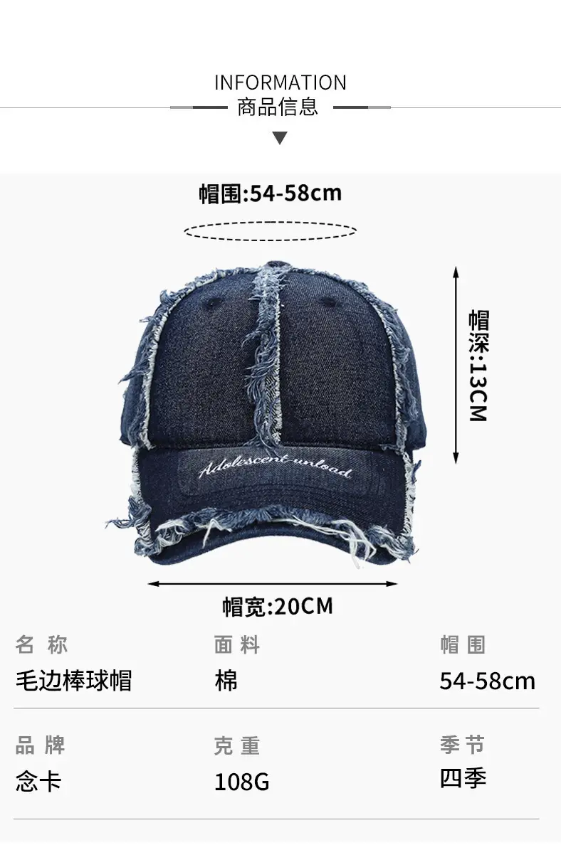 Women Woolen Baseball Cap Navy Blue Vintage Denim Rave — feature 4