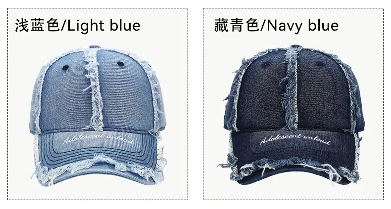 Women Woolen Baseball Cap Navy Blue Vintage Denim Rave — feature 6