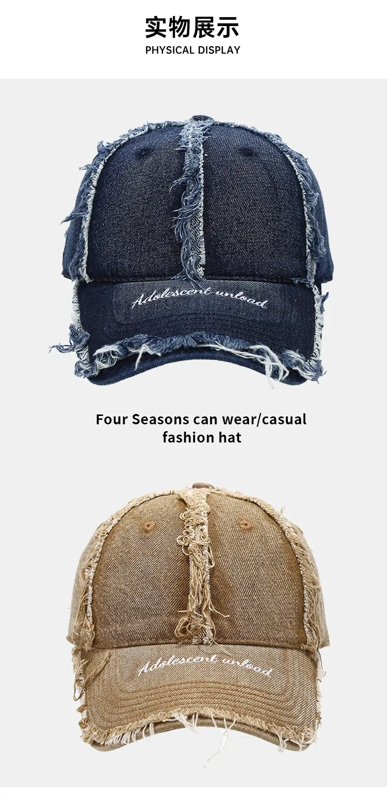 Women Woolen Baseball Cap Navy Blue Vintage Denim Rave — feature 7