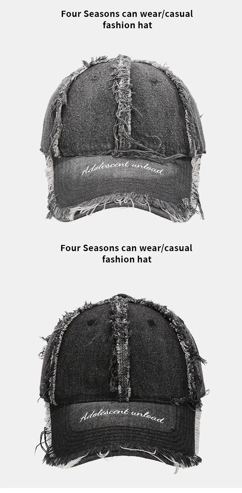Women Woolen Baseball Cap Navy Blue Vintage Denim Rave — feature 8