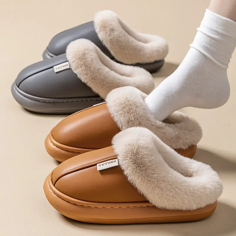 2024 Waterproof Fleece Lined Slippers Brown - Image 10