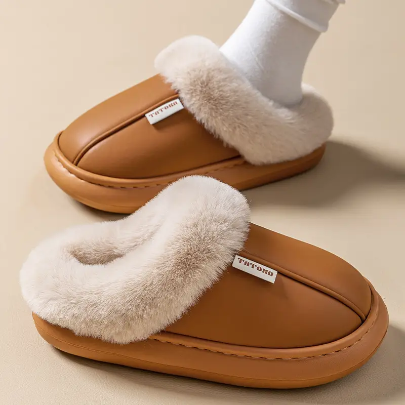 2024 Waterproof Fleece Lined Slippers Brown - Image 11
